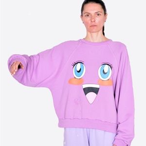LIBERAL YOUTH MINISTRY LYM01T122 WOMENS EMOJI SWEATSHIT LILAC SIZE M